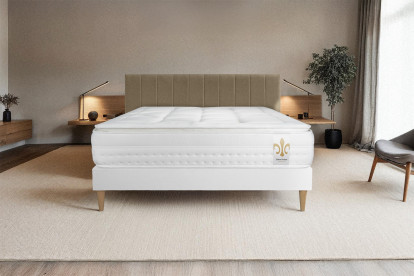 Ensemble Matelas Sommier 140x200 cm - Sommier Blanc (déjà monté) - Vingt-Huit PLUS
