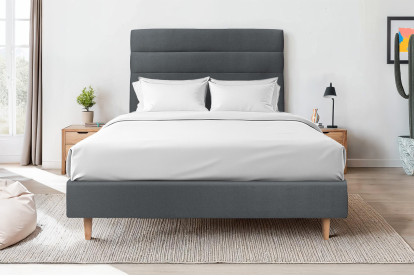 Tête de lit 135 cm Lignes - Tissu Velours Gris Anthracite