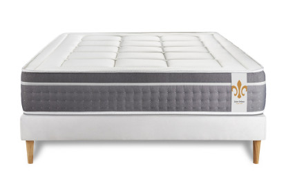 Ensemble Matelas Sommier 140x190 cm - Sommier Blanc (déjà monté) - Trente