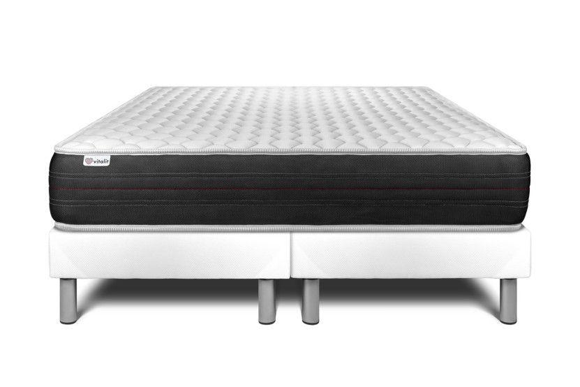 Ensemble Matelas Sommier 200x200 cm - 2 Sommiers Blanc - Vitalspring