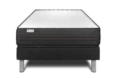 Ensemble Matelas Sommier 90x190 cm - Sommier Noir (déjà monté) - Vitalpower