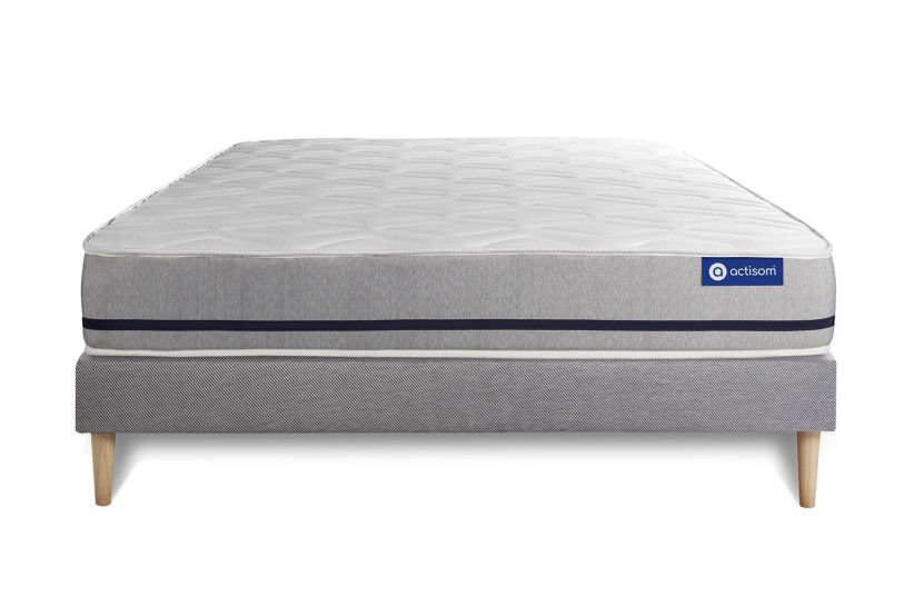 Ensemble Matelas Sommier 120x200 cm - Sommier Gris (en kit) - Actiflex Soft