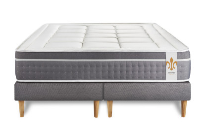 Ensemble Matelas Sommier 200x200 cm - 2 Sommiers Gris - Trente