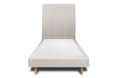 Lit 90x200 cm - Sommier tapissier H29 cm + tête de lit tapissée - Tissu Velours Gris Clair