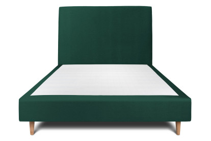 Lit 135x190 cm - Sommier tapissier H35 cm + tête de lit tapissée - Tissu Velours Vert