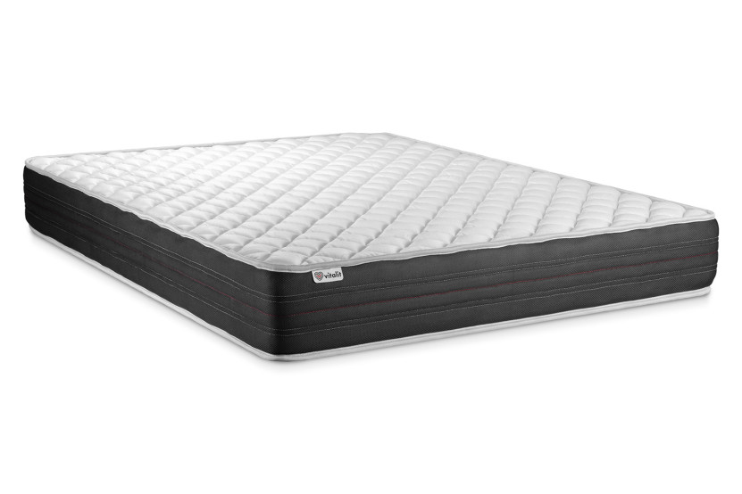Ensemble Matelas Sommier 180x220 cm - Sommier Noir (en kit) - Vitalmemo One