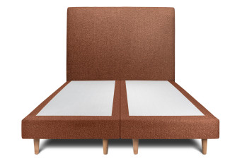 Lit 2x90x200 cm avec Tête de lit tapissée - Tissu Bouclette Terracotta