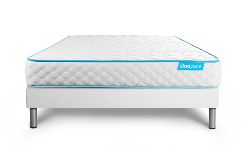 Ensemble Matelas Sommier 140x190 cm - Sommier Blanc (déjà monté) - Bodyone
