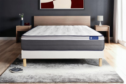 Ensemble Matelas Sommier 120x195 cm - Sommier Blanc (en kit) - Actilatex Plus