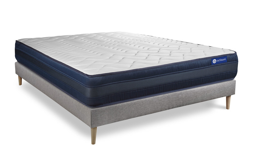 Ensemble Matelas Sommier 200x200 cm - Sommier Gris (en kit) - Actiflex Tech
