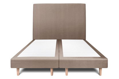 Lit 2x 90x200 cm - Sommier tapissier H29 cm + tête de lit tapissée - Tissu Velours Taupe