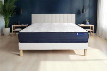 Ensemble Matelas Sommier 90x190 cm - Sommier Blanc (en kit) - Actimemo Life