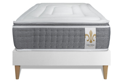 Ensemble Matelas Sommier 90x190 cm - Sommier Blanc (déjà monté) - Vingt-Six PLUS