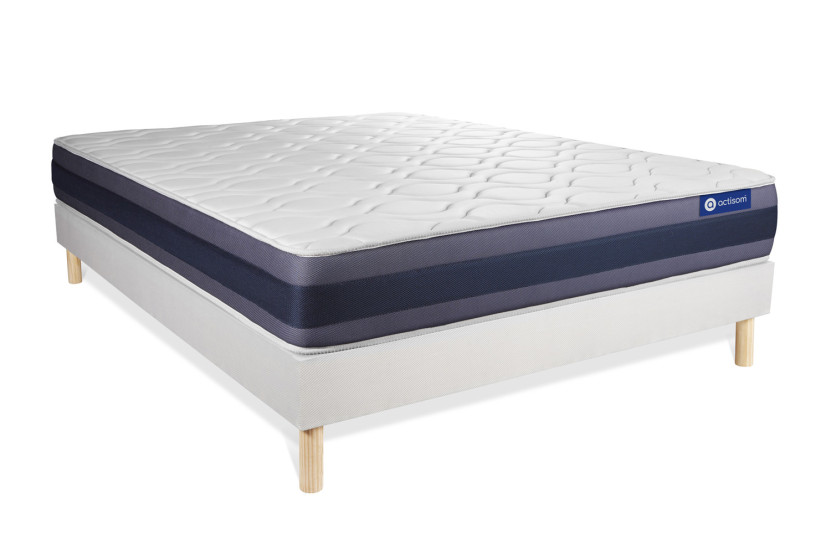Ensemble Matelas Sommier 160x220 cm - Sommier Blanc (en kit) - Actilatex Morpho