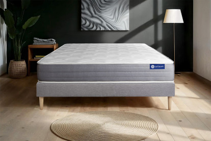 Ensemble Matelas Sommier 200x200 cm - Sommier Gris (en kit) - Actimemo Dream