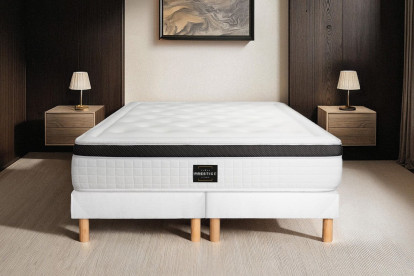 Ensemble Matelas Sommier 160x200 cm - 2 Sommiers Blancs - Privilège