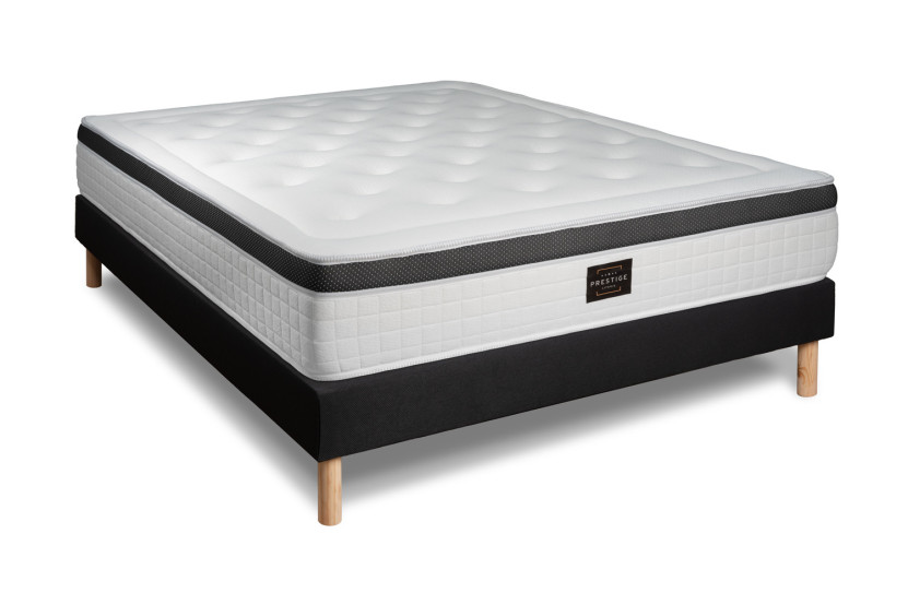 Ensemble Matelas Sommier 140x200 cm - Sommier Noir (en kit) - Privilège