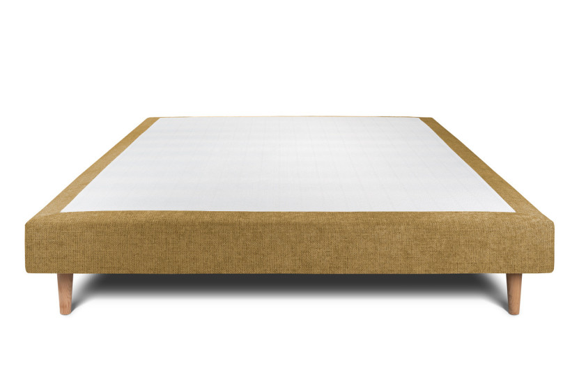 Sommier Tapissier 150x190 cm - H29 cm - Toile nattée - Jaune