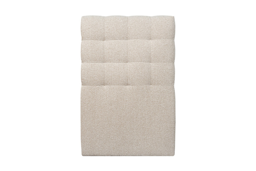 Lit 90x190 cm avec Tête de lit capitonnée - Tissu Bouclette Beige Clair