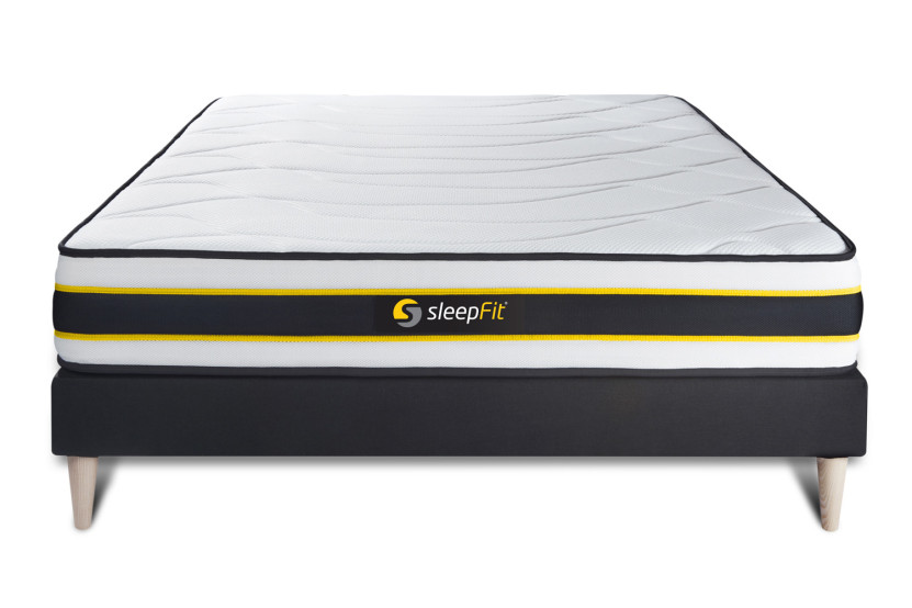 Ensemble Matelas Sommier 200x220 cm - Sommier Noir (en kit) - Flexy