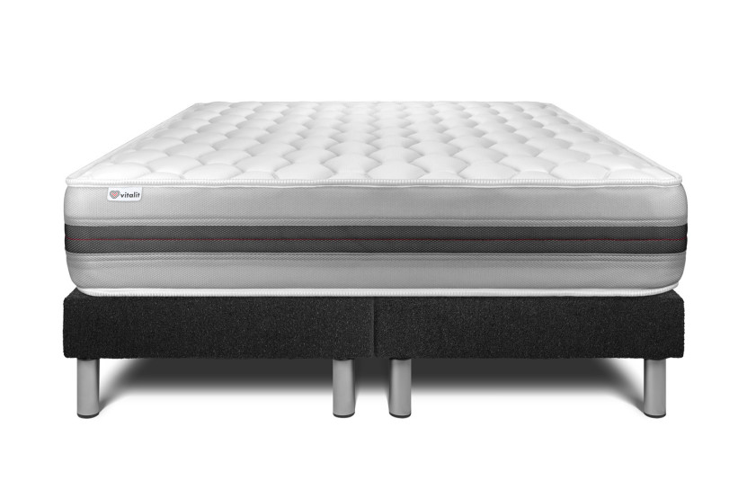 Ensemble Matelas Sommier 180x200 cm - 2 Sommiers Noir - Vitalspring Recover