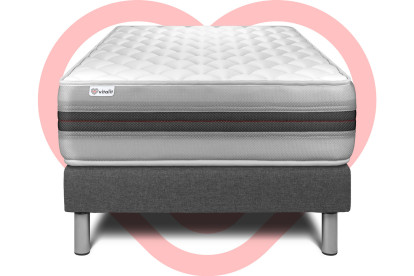 Ensemble Matelas Sommier 120x200 cm - Sommier Gris (en kit) - Vitalmemo Back