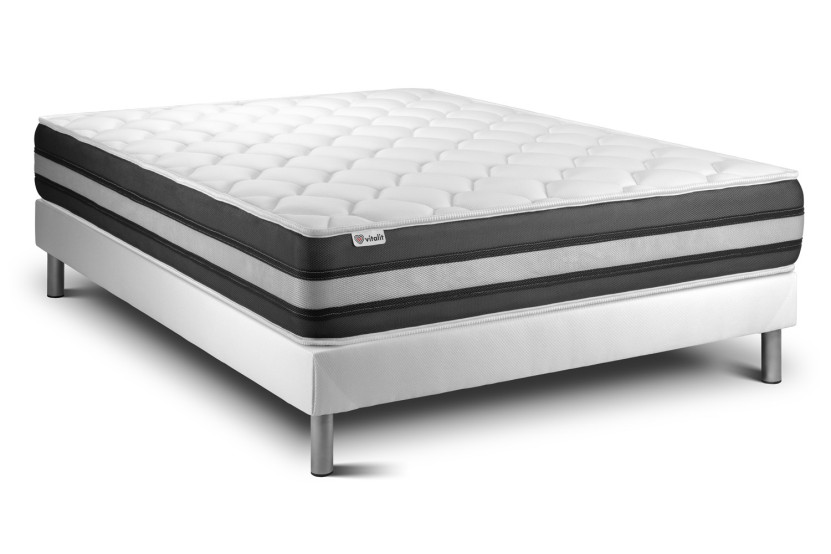 Ensemble Matelas Sommier 180x200 cm - Sommier Blanc (en kit) - Vitalspring Zen