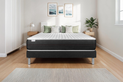 Ensemble Matelas Sommier 90x200 cm - Sommier Noir (en kit) - Vitalspring