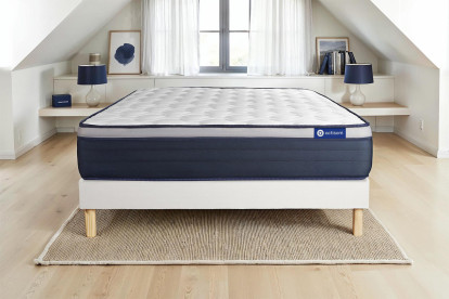 Ensemble Matelas Sommier 130x190 cm - Sommier Blanc (en kit) - Actiflex Max