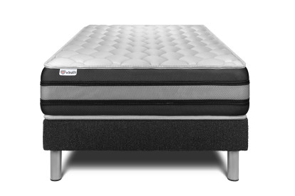 Ensemble Matelas Sommier 90x200 cm - Sommier Noir (en kit) - Vitalspring Zen