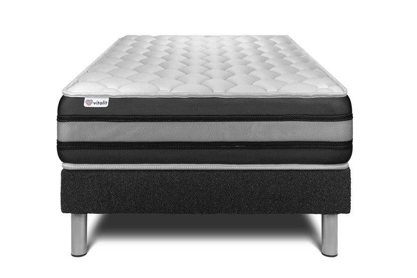 Ensemble Matelas Sommier 90x200 cm - Sommier Noir (en kit) - Vitalspring Zen