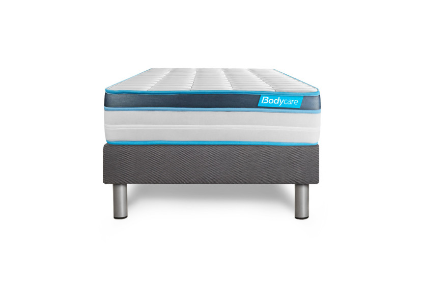 Ensemble Matelas Sommier 90x190 cm - Sommier Gris (déjà monté) - Perform