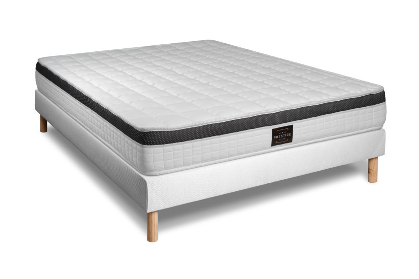 Ensemble Matelas Sommier 200x200 cm - Sommier Blanc (en kit) - Supérieur