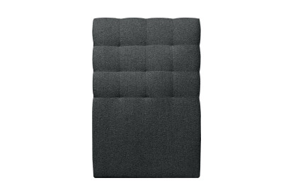 Lit 90x190 cm - Sommier tapissier H35 cm + tête de lit capitonnée - Tissu Bouclette Noir