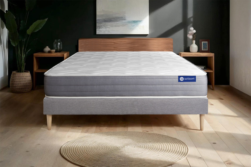 Ensemble Matelas Sommier 180x210 cm - Sommier Gris (en kit) - Actiflex Dream