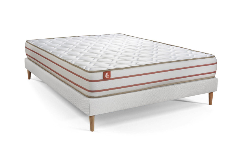 Ensemble Matelas Sommier 140x200 cm - Sommier Blanc (déjà monté) - Le Doux