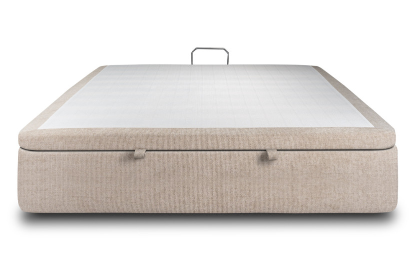 Sommier Coffre 200x200 cm - Toile nattée  - Beige brun
