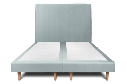 Lit 2x 80x200 cm - Sommier tapissier H29 cm + tête de lit tapissée - Tissu Velours Gris Bleuté