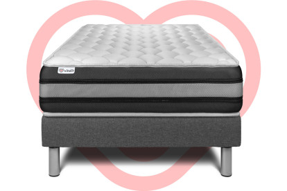 Ensemble Matelas Sommier 120x190 cm - Sommier Gris (en kit) - Vitalspring Zen