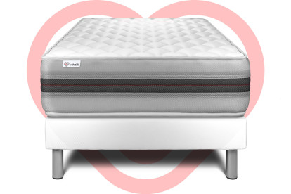 Ensemble Matelas Sommier 120x190 cm - Sommier Blanc (en kit) - Vitalmemo Back