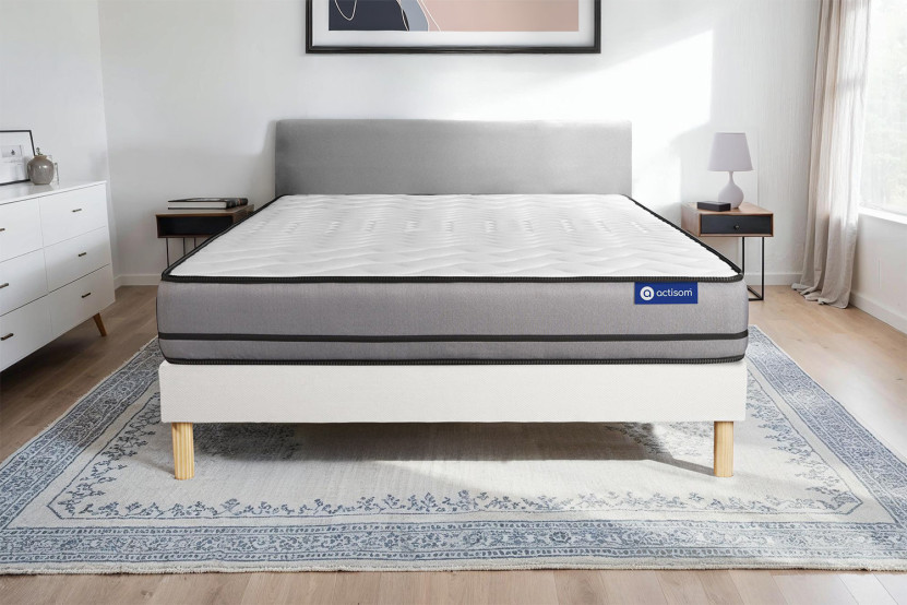 Ensemble Matelas Sommier 80x200 cm - Sommier Blanc (en kit) - Actimemo Night