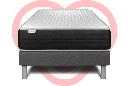 Ensemble Matelas Sommier 120x200 cm - Sommier Gris (en kit) - Vitalmemo One