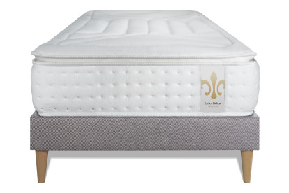 Ensemble Matelas Sommier 90x190 cm - Sommier Gris (déjà monté) - Vingt-Quatre PLUS