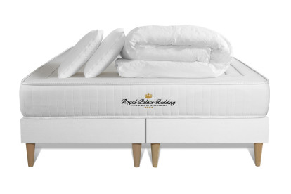 Pack lit complet 180x200 cm - Matelas + 2 Sommiers Blancs + 2 oreillers + Couette - Nottingham