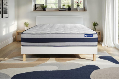 Ensemble Matelas Sommier 130x190 cm - Sommier Blanc (en kit) - Actiflex Ergo