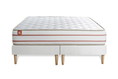 Ensemble Matelas Sommier 160x200 cm - 2 Sommiers Blanc - Le Doux