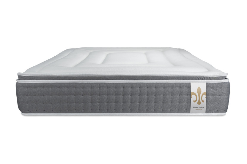 Pack lit complet 160x200 cm - Matelas + 2 Sommiers Gris + 2 oreillers + Couette - Vingt-Six PLUS