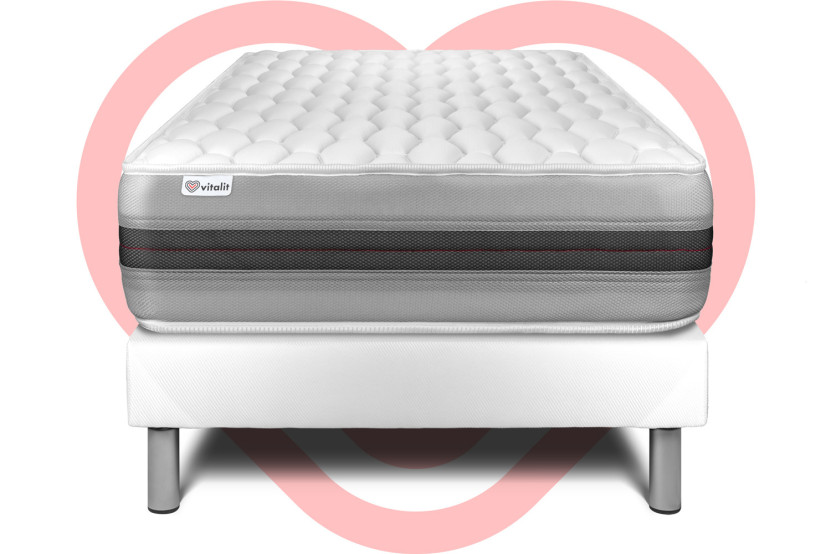 Ensemble Matelas Sommier 120x190 cm - Sommier Blanc (en kit) - Vitalspring Recover