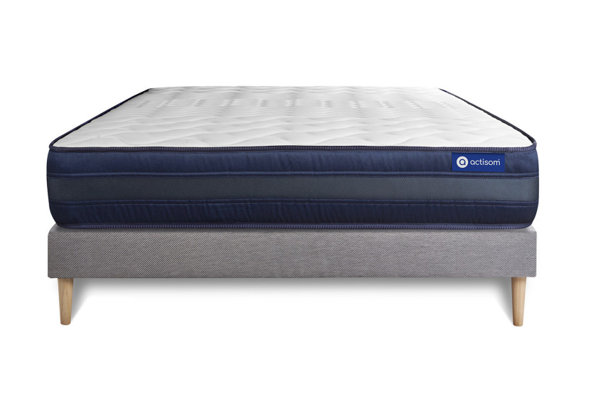 Ensemble Matelas Sommier 160x190 cm - Sommier Gris (en kit) - Actiflex Tech