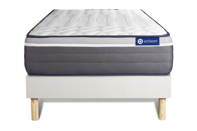 Ensemble Matelas Sommier 90x190 cm - Sommier Blanc (en kit) - Actilatex Plus